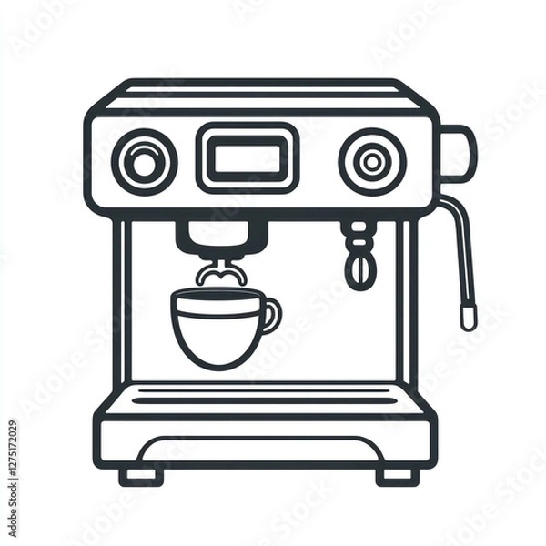 Fototapeta 3D line icon of espresso machine symbolizing coffee making and brewing.