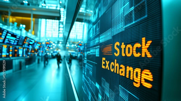 Obraz "Stock Exchange" sign, minimalist trading floor activity