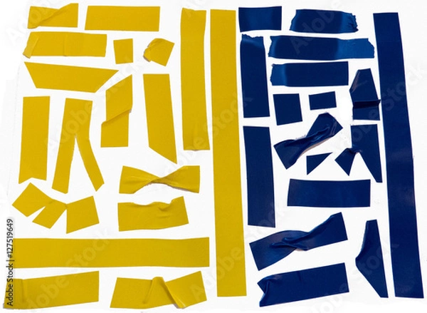 Obraz Collection of yellow and blue adhesive tape pieces.