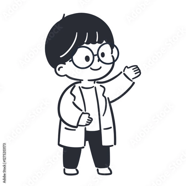 Fototapeta 白衣を着た男の子のプレゼンテーションイラスト