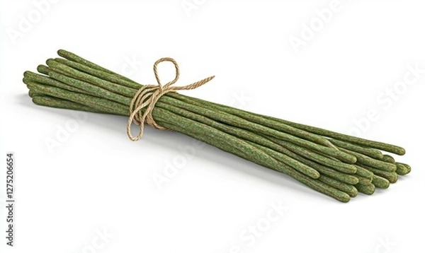 Fototapeta A bundle of green sticks tied with twine, placed on a clean white background, ideal for crafts