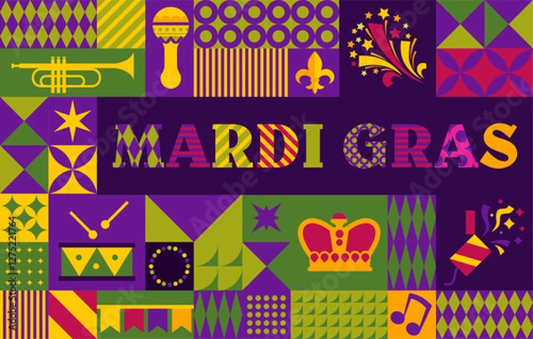 Obraz Mardi Gras Mask And Music Composition
