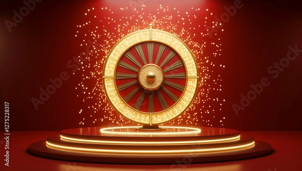 Fototapeta Title: A Mesmerizing Spinning Fortune Wheel with Glittering Lights

