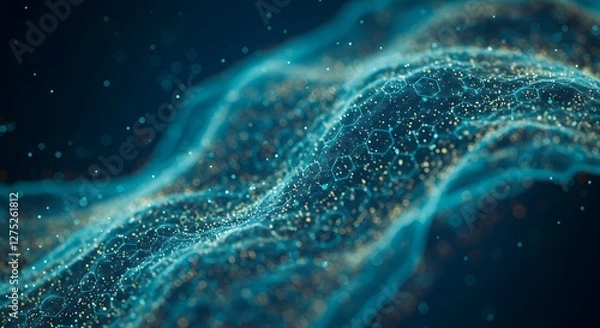 Fototapeta Abstract Network Flowing with Data Points Representing Connectivity and Technology