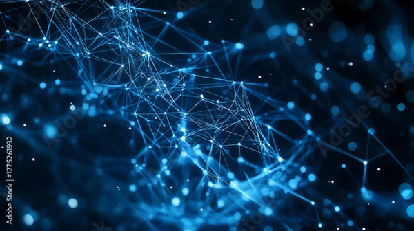 Fototapeta Abstract Blue Network: Dynamic Data Flow Visualization