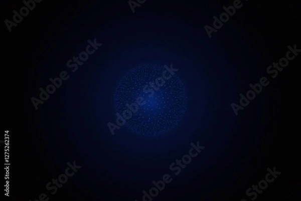 Fototapeta Sphere made of blue dots radial pattern black background