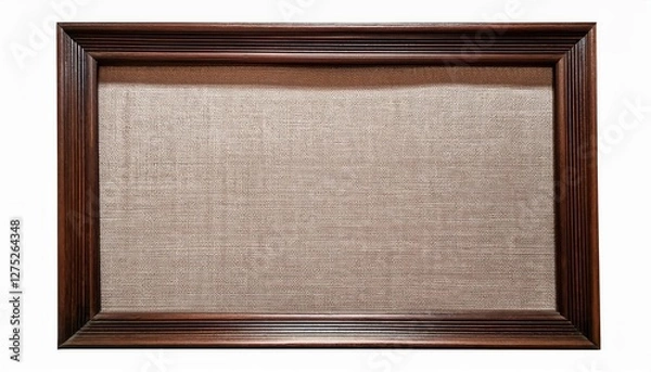 Fototapeta Isolated Dark Brown Wooden Picture Frame on White Background Timeless Elegance and Rustic Charm for Digital Art, Home Decor, or Design Inspiration