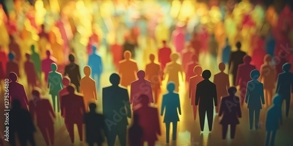 Obraz Diverse Crowd Gathering Illuminated Background