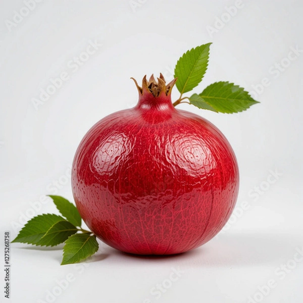 Fototapeta Macro shot of a vivid pomegranate, showcasing exquisite texture crisp detail and freshness against a pure white backdrop