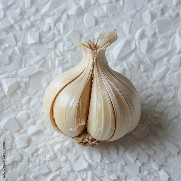 Fototapeta Macro shot of a crisp raw onion. revealing layered texture and natural shine