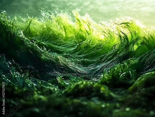 Obraz Green Algae Waves Ocean Surface