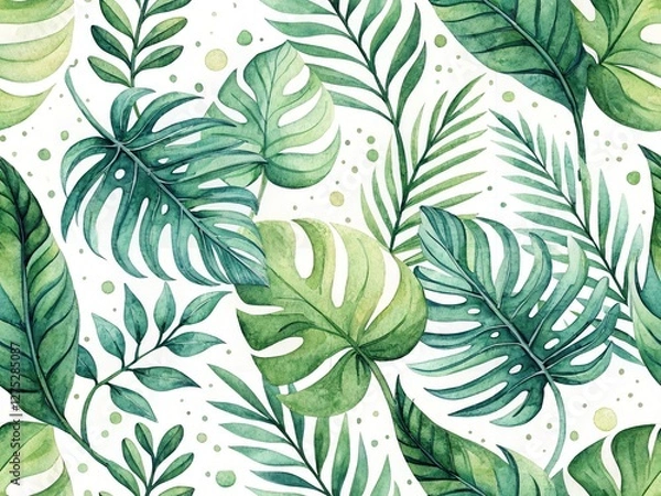 Obraz Watercolor Green Pattern Background Abstract Art