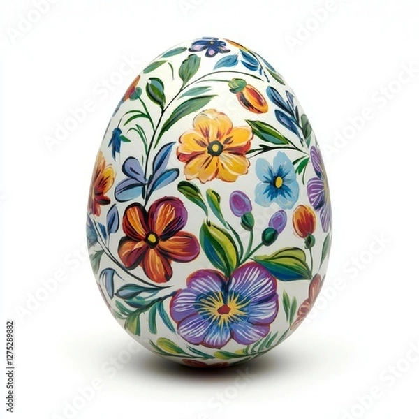 Fototapeta a hand painted easter egg with a floral design