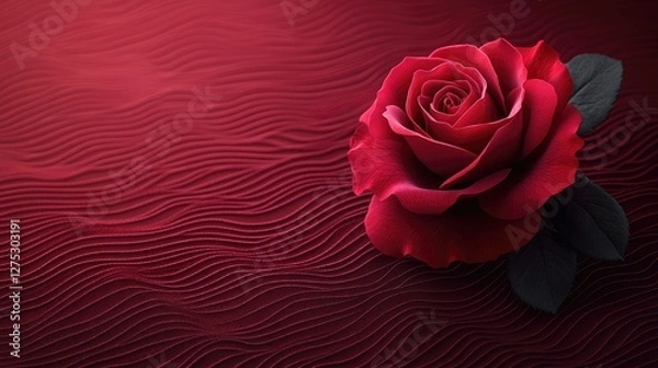 Obraz Red rose on textured background;  romantic;  floral;  decoration;  design;  poster;  greeting card