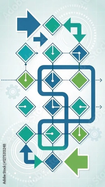 Obraz Stylized Flowchart Displaying Complex Interconnected Systems