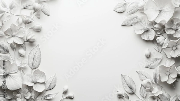 Fototapeta A delicate, photorealistic display of elegant floral arrangements, creating a soothing ambiance and capturing the intricate beauty of nature in a sophisticated design. Generative ai illustration