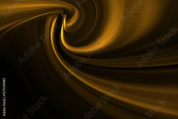 Fototapeta Modern bright abstract dynamic line wave curve soft light gradient neon brown yellow gold on black background design for graphics pattern web illustration technology network digital backdrop wallpaper