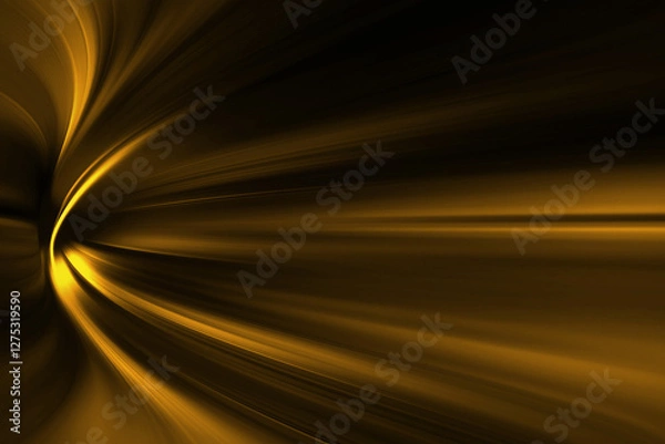 Fototapeta Modern bright abstract dynamic line wave curve soft light gradient neon brown yellow gold on black background design for graphics pattern web illustration technology network digital backdrop wallpaper