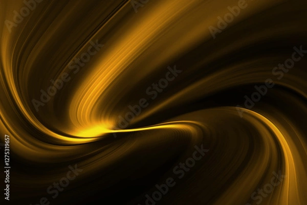 Fototapeta Modern bright abstract dynamic line wave curve soft light gradient neon brown yellow gold on black background design for graphics pattern web illustration technology network digital backdrop wallpaper