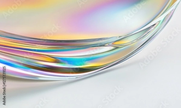 Fototapeta Abstract iridescent glass texture, flowing curves, vibrant colors.