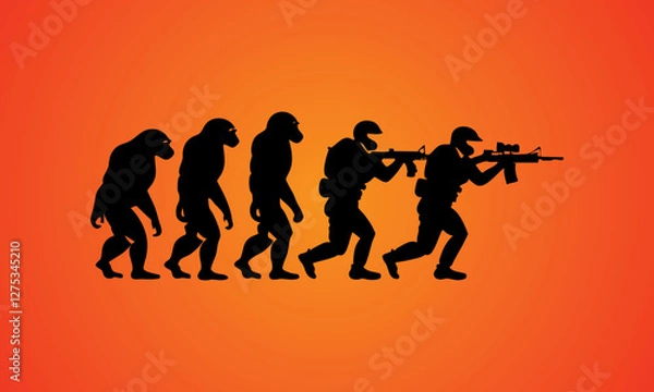Fototapeta Evolution of Humanity: From Primate to Modern Soldier