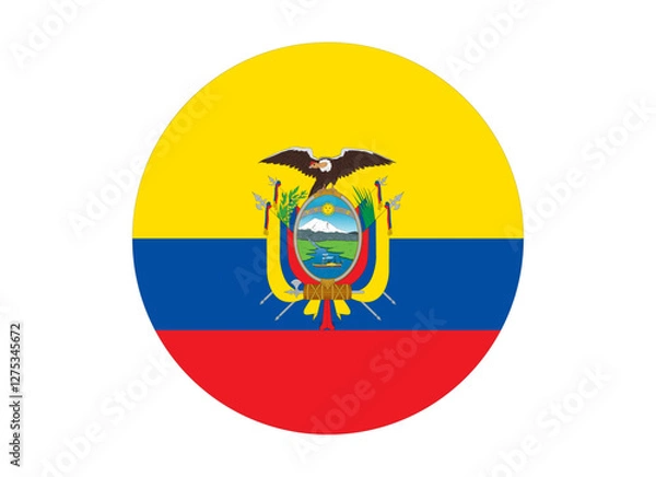 Fototapeta Ecuador Flag icon. Round circle flag icon design, vector illustration