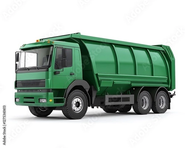 Obraz Green garbage truck waste disposal