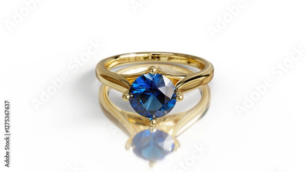 Obraz 3D render of a gold solitaire ring with a natural diamond, featuring an elegant and luxurious design. Perfect for jewelry, engagement, wedding, or fashion. Realistic details with professional lighting
