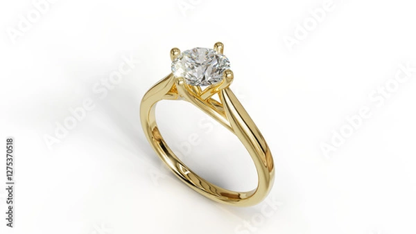 Fototapeta 3D render of a gold solitaire ring with a natural diamond, featuring an elegant and luxurious design. Perfect for jewelry, engagement, wedding, or fashion.
Realistic details with professional lighting