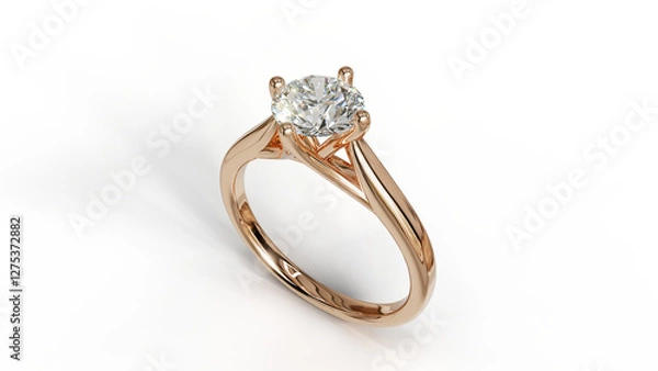 Obraz 3D render of a Rose gold solitaire ring with a natural diamond,
featuring an elegant and luxurious design. Perfect for jewelry, engagement, wedding, or fashion.