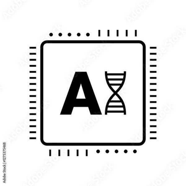 Fototapeta AI chip with DNA symbol, artificial intelligence processor  with DNA icon biotechnology concept