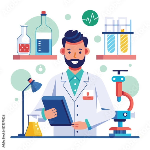 Fototapeta doctor doing his research in his lab vector