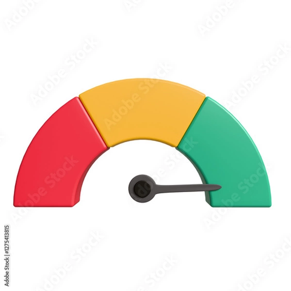 Obraz 3d illustration of a 3 color speedometer, red, yellow green