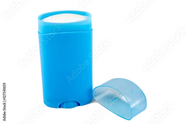 Fototapeta Blue deodorant container isolated on white background