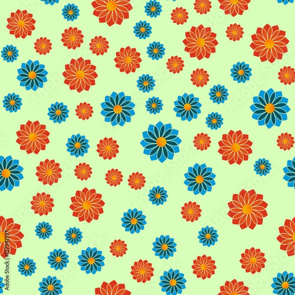 Fototapeta Seamless pattern with color flowers