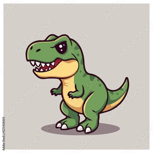 Fototapeta A cute green dinosaurs illustration