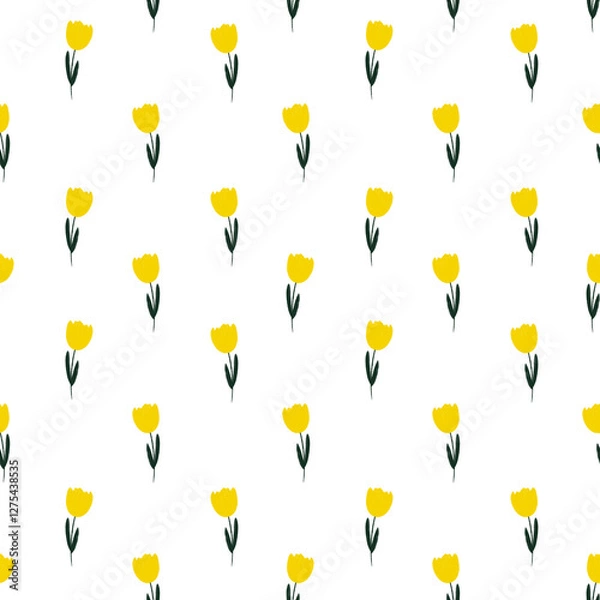 Fototapeta Seamless pattern with yellow tulips