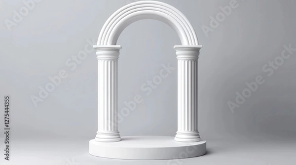 Fototapeta White Classical Archway With Columns On Pedestal In Studio Setting
