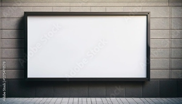 Obraz Urban Mock up A Powerful White Paper Billboard on a Metropolitan Wall Background, Evoking Vibrant Energies and Innovative Spirit of Future Cityscapes