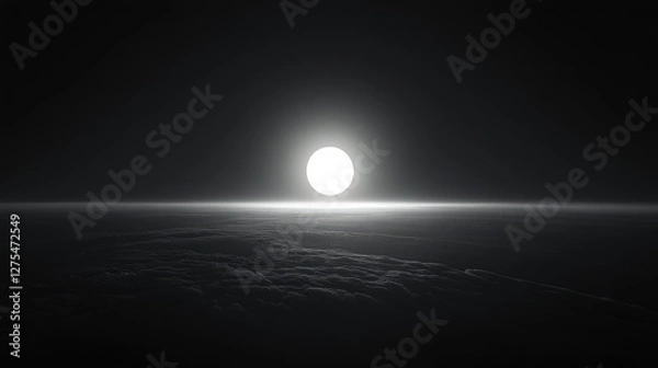 Fototapeta A subtle and elegant dark wallpaper with a soft gradient, creating the illusion of a solar eclipse with a glowing horizon, evoking serenity and mystery