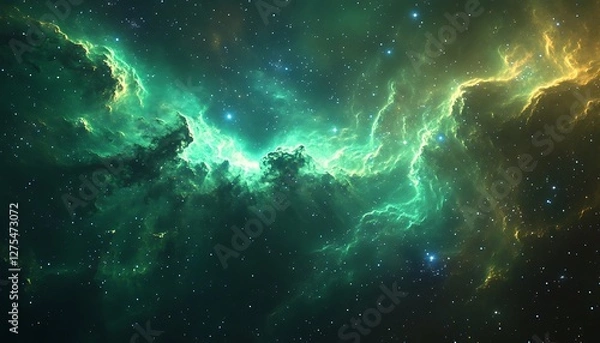 Obraz Green nebula cosmic cloudscape