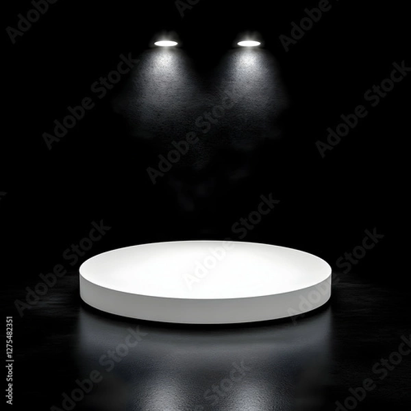 Obraz Dark Stage 3D Render White Platform