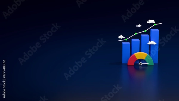 Obraz Bar graph Speedometer, Business concept