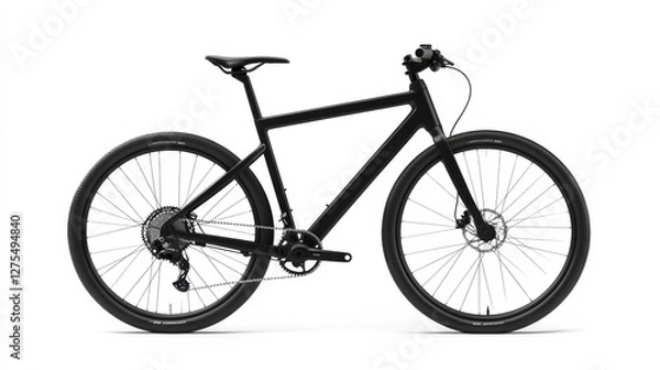 Fototapeta Sleek Modern Black Bicycle Design Isolated on White Background