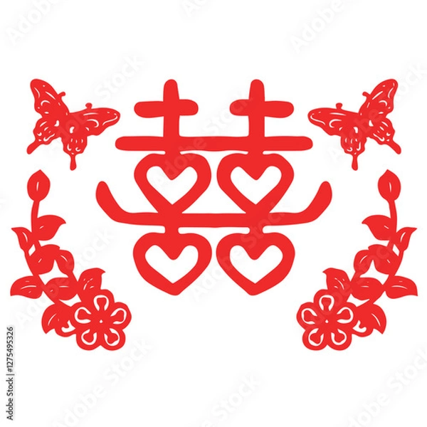 Fototapeta China, text, traditional, pattern, red, line, Asia, oriental, festive,