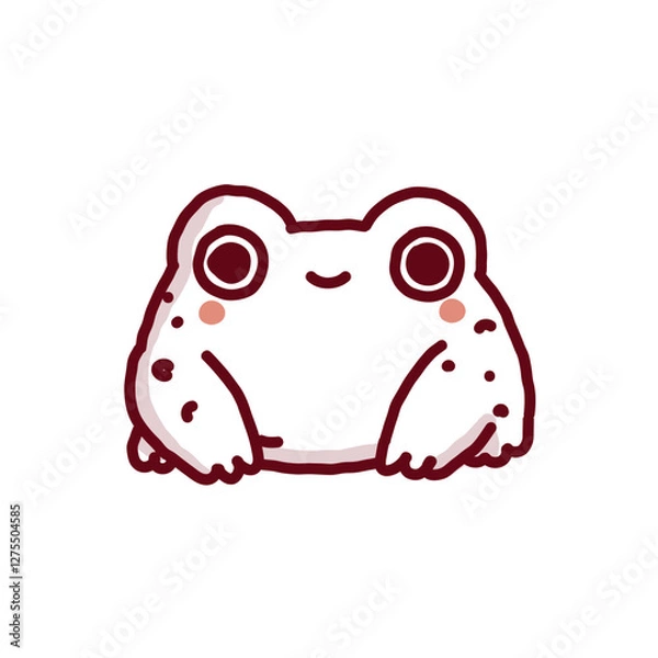Fototapeta A frog on a white isolated doodle-style background. Linear hand drawing.