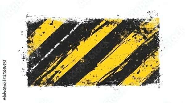 Fototapeta Grungy Yellow and Black Hazard Stripes for Caution and Warning Signs