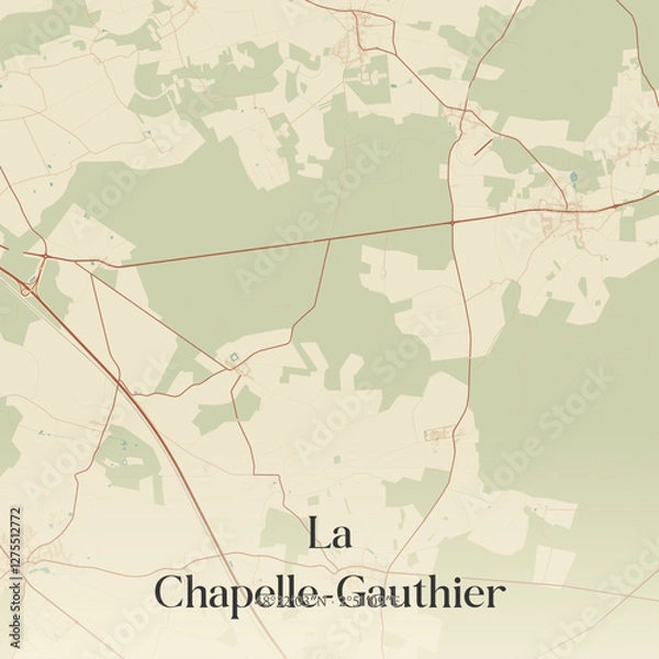 Obraz Vintage map of La Chapelle-Gauthier, France.