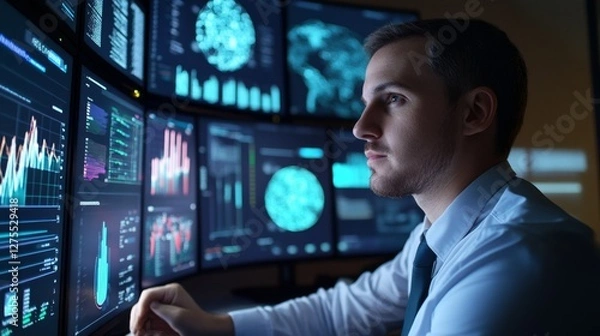 Fototapeta Digital Marketing Specialist Analyzing Data for Campaign Optimization