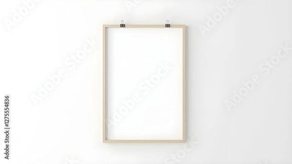 Obraz AI GENERATE, White empty paper with clips on the wall, isolate background